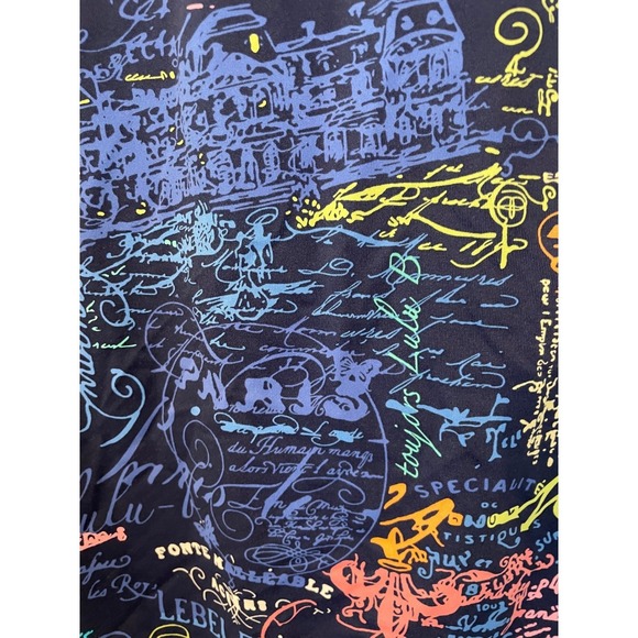 Lulu-B Size XS Ruffle V-Neck 3/4 Sleve UPF 50 Top Paris Print French Script - Picture 7 of 9